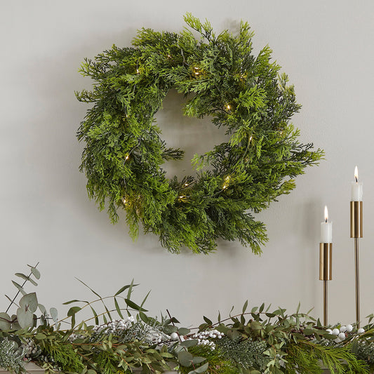 Cedar Pine Foliage Christmas Wreath with Lights- 5 Inner Pack