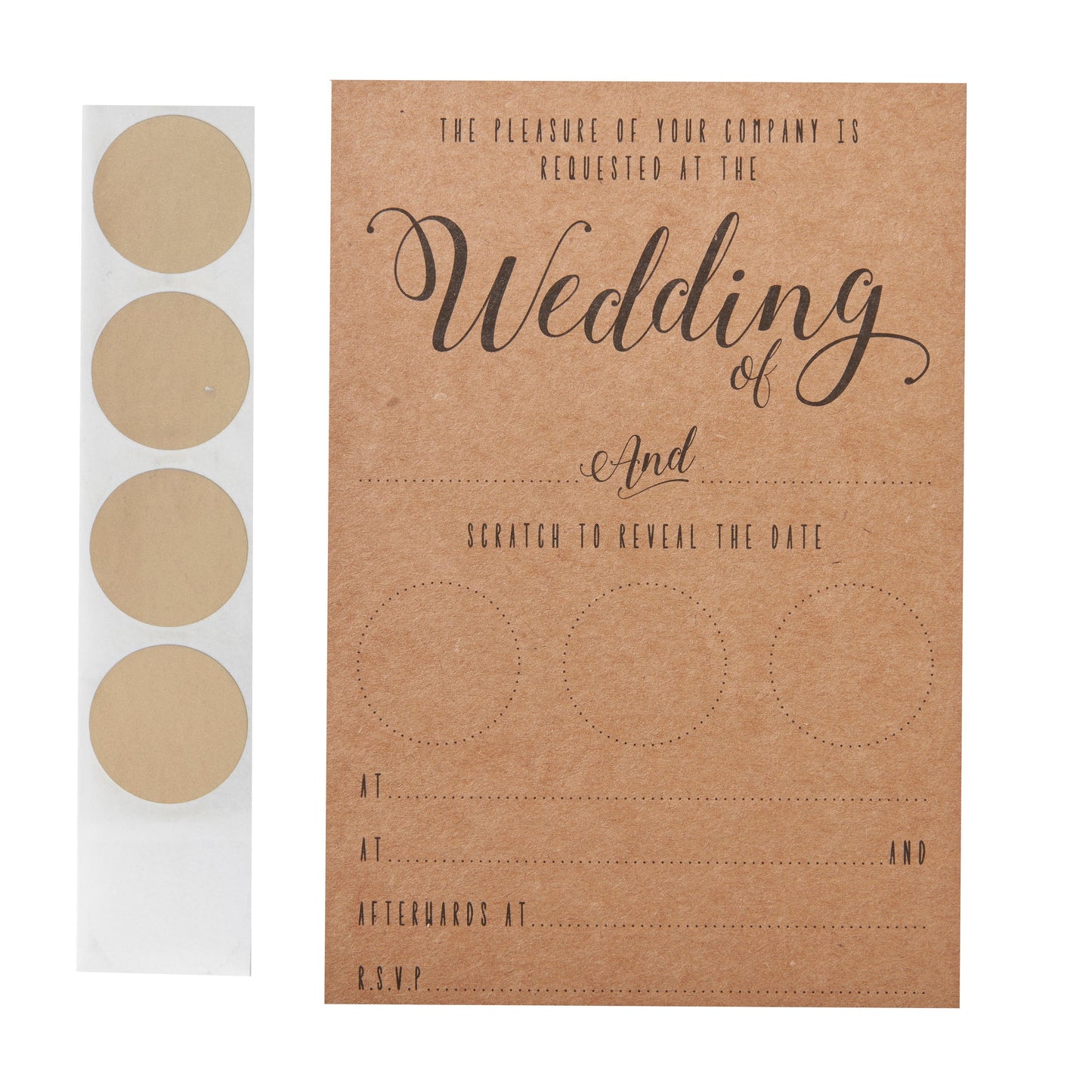 Kraft Scratch The Date Wedding Invitations - Scratch & Reveal- 10 Inner Pack
