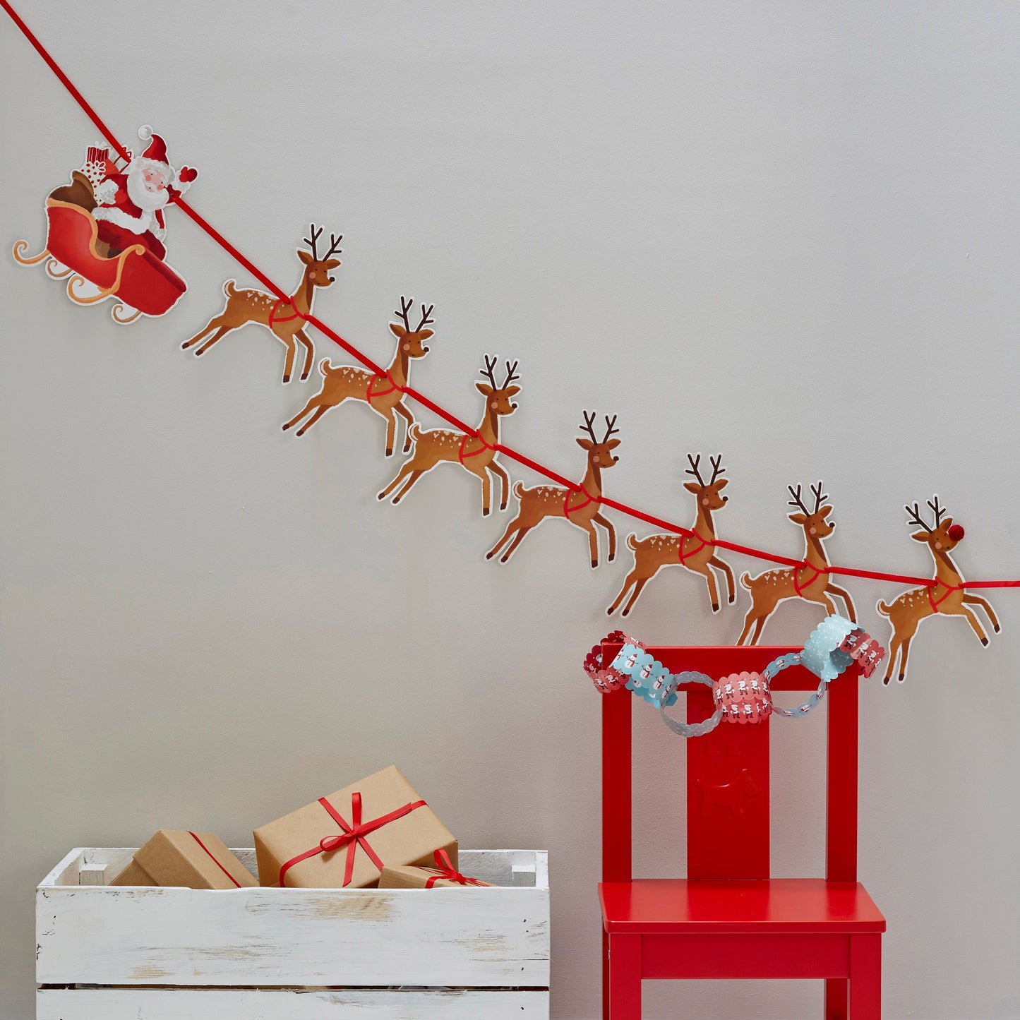 Reindeer & Santa Sleigh Christmas Bunting- 5 Inner Pack
