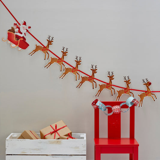 Reindeer & Santa Sleigh Christmas Bunting- 5 Inner Pack