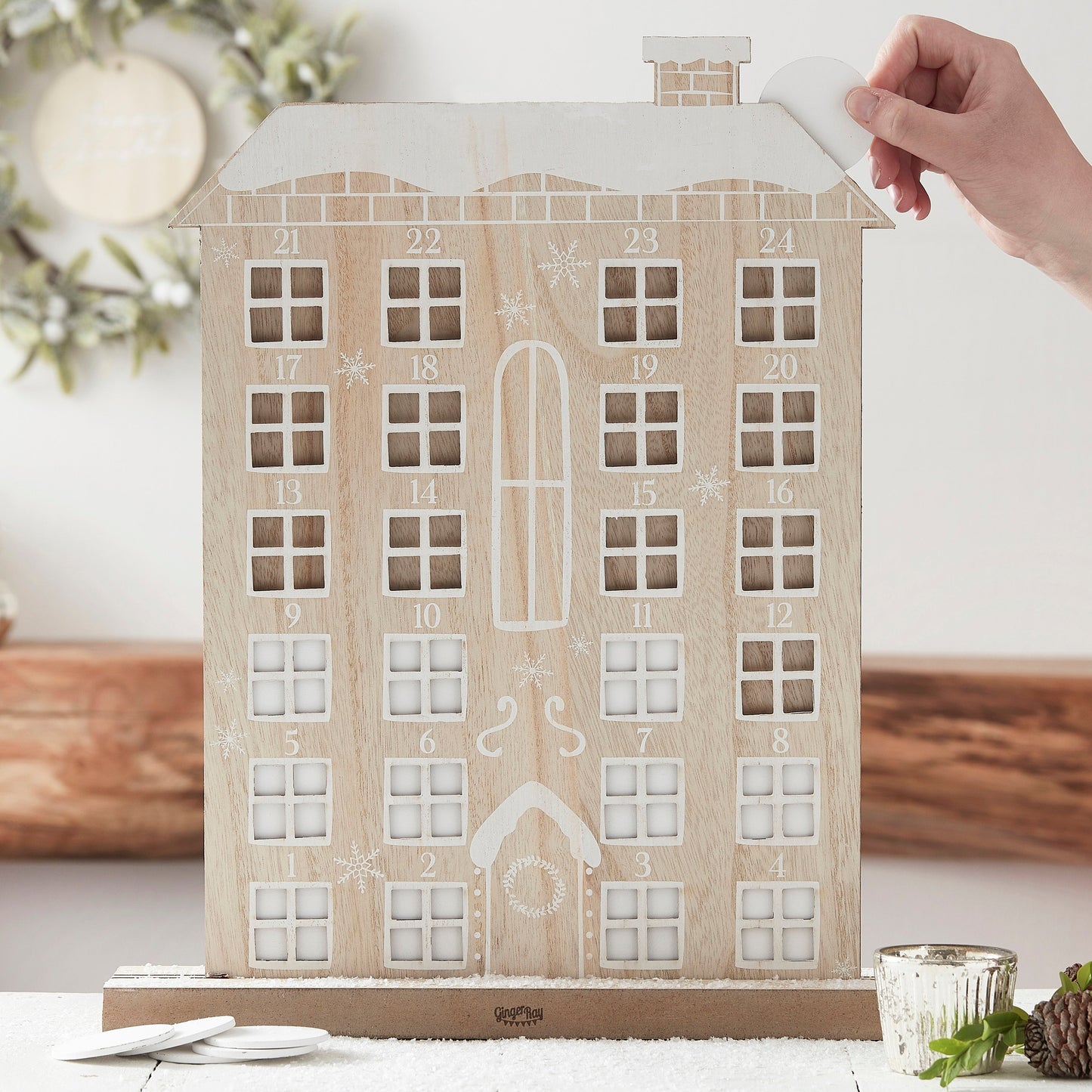 Wooden Reusable Advent Calendar House- 5 Inner Pack