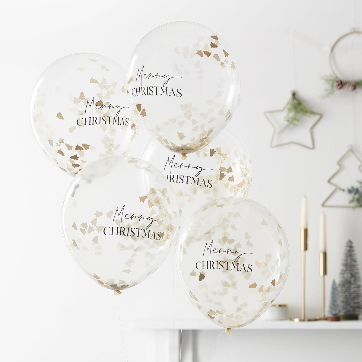 Merry Christmas Confetti Balloons- 5 Inner Pack