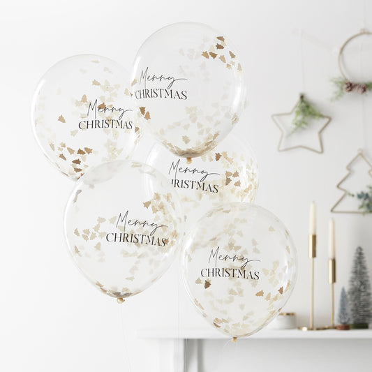 Merry Christmas Confetti Balloons- 5 Inner Pack