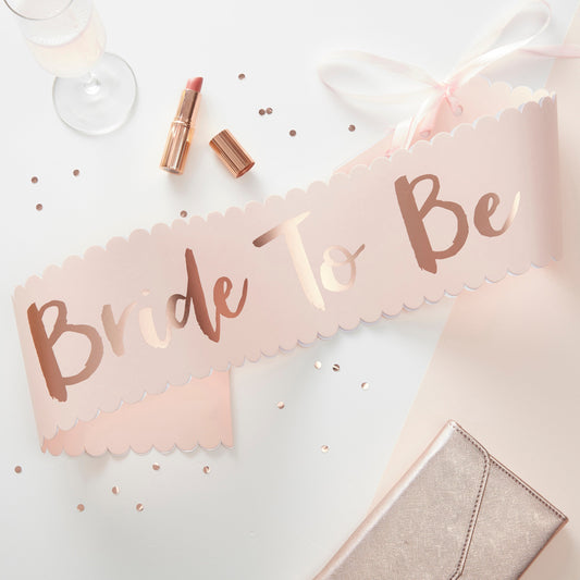 Pink & Rose Gold Bride To Be Sash - Team Bride- 5 Inner Pack