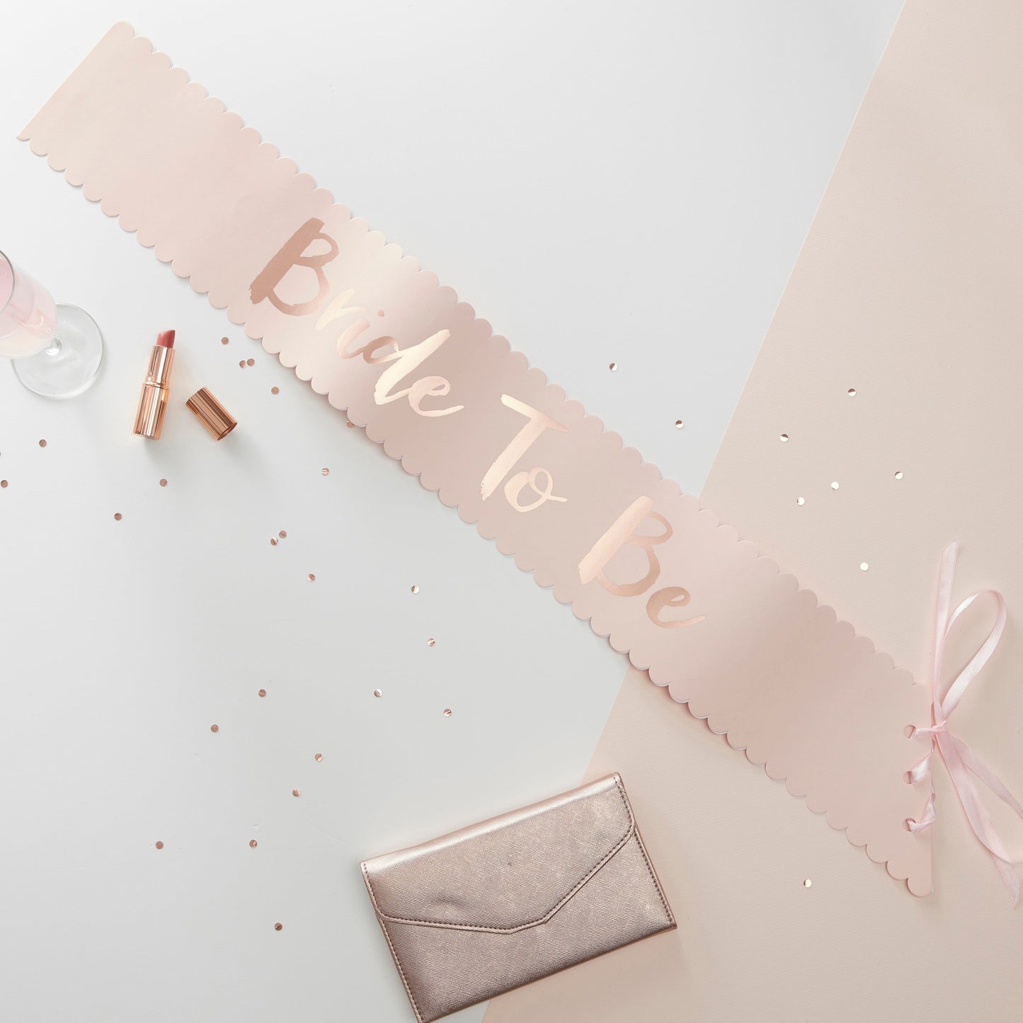 Pink & Rose Gold Bride To Be Sash - Team Bride- 5 Inner Pack
