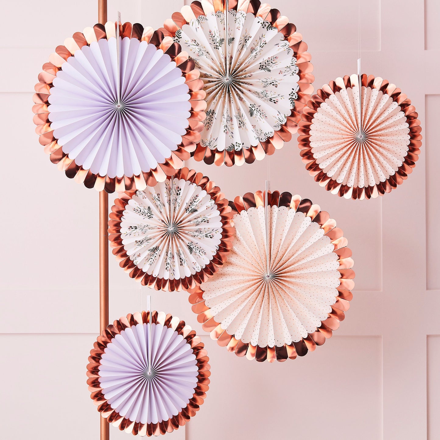 Pastel And Floral Fan Tea Party Decorations- 5 Inner Pack