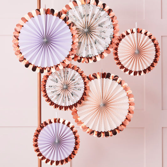 Pastel And Floral Fan Tea Party Decorations- 5 Inner Pack