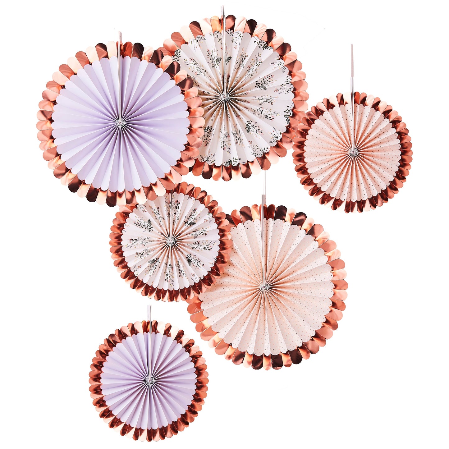 Pastel And Floral Fan Tea Party Decorations- 5 Inner Pack