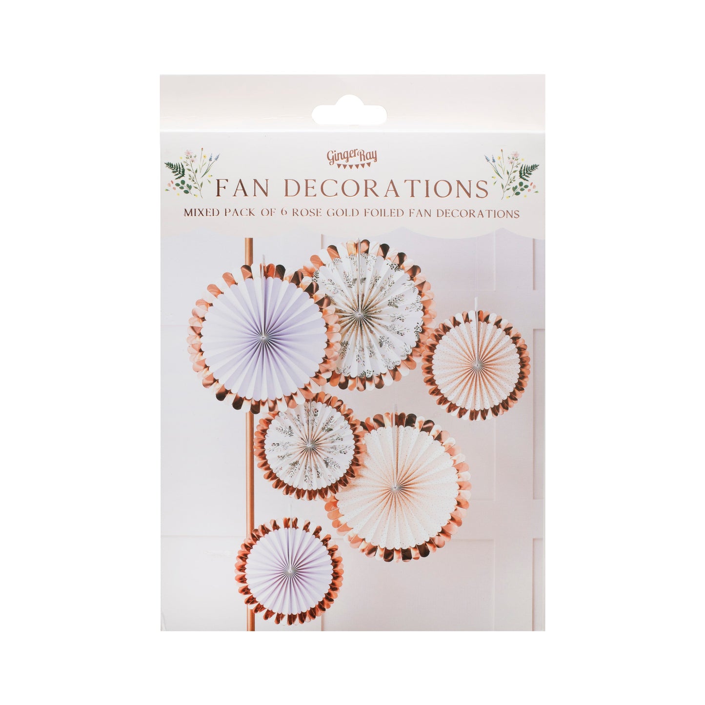 Pastel And Floral Fan Tea Party Decorations- 5 Inner Pack