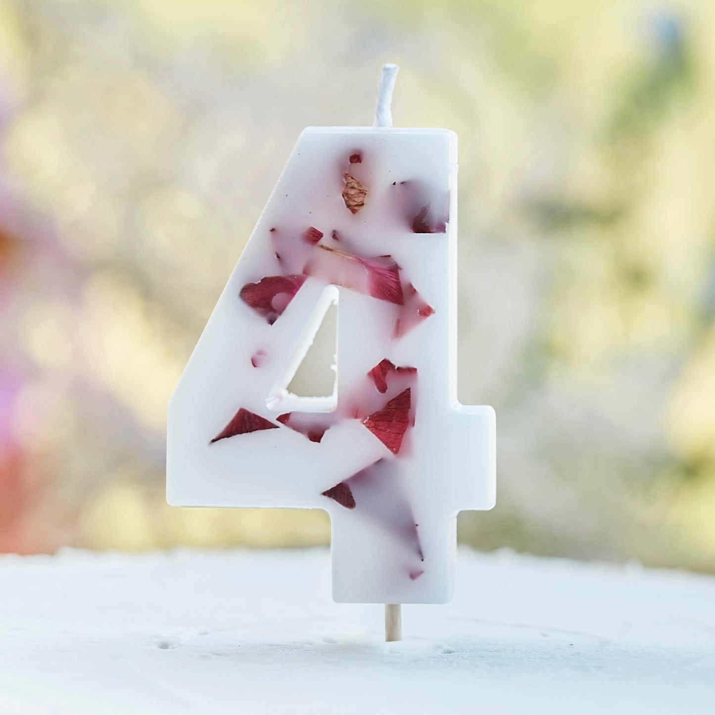 Pressed Petal Number 4 Birthday Cake Candle- 5 Inner Pack