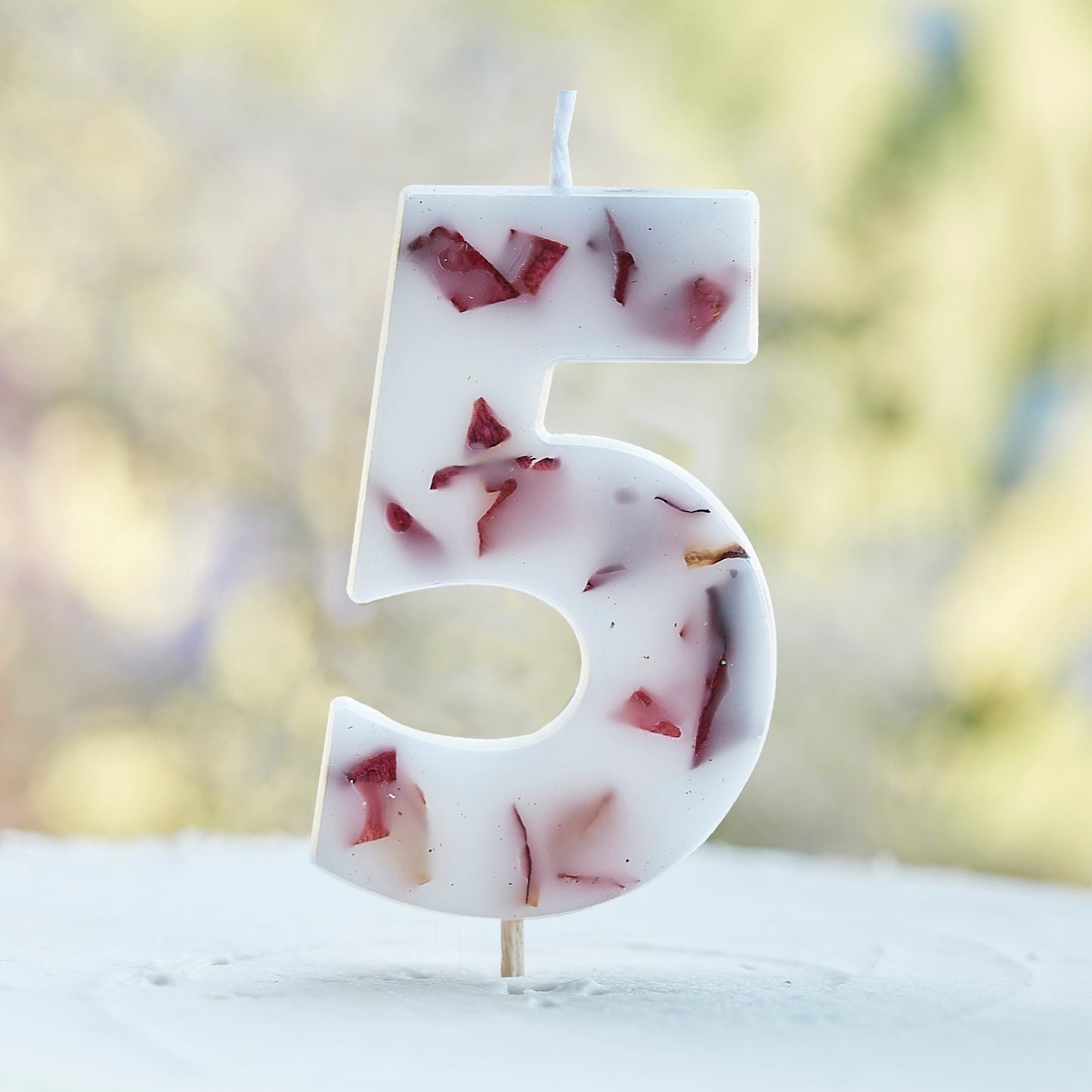 Pressed Petal Number 5 Birthday Cake Candle- 5 Inner Pack