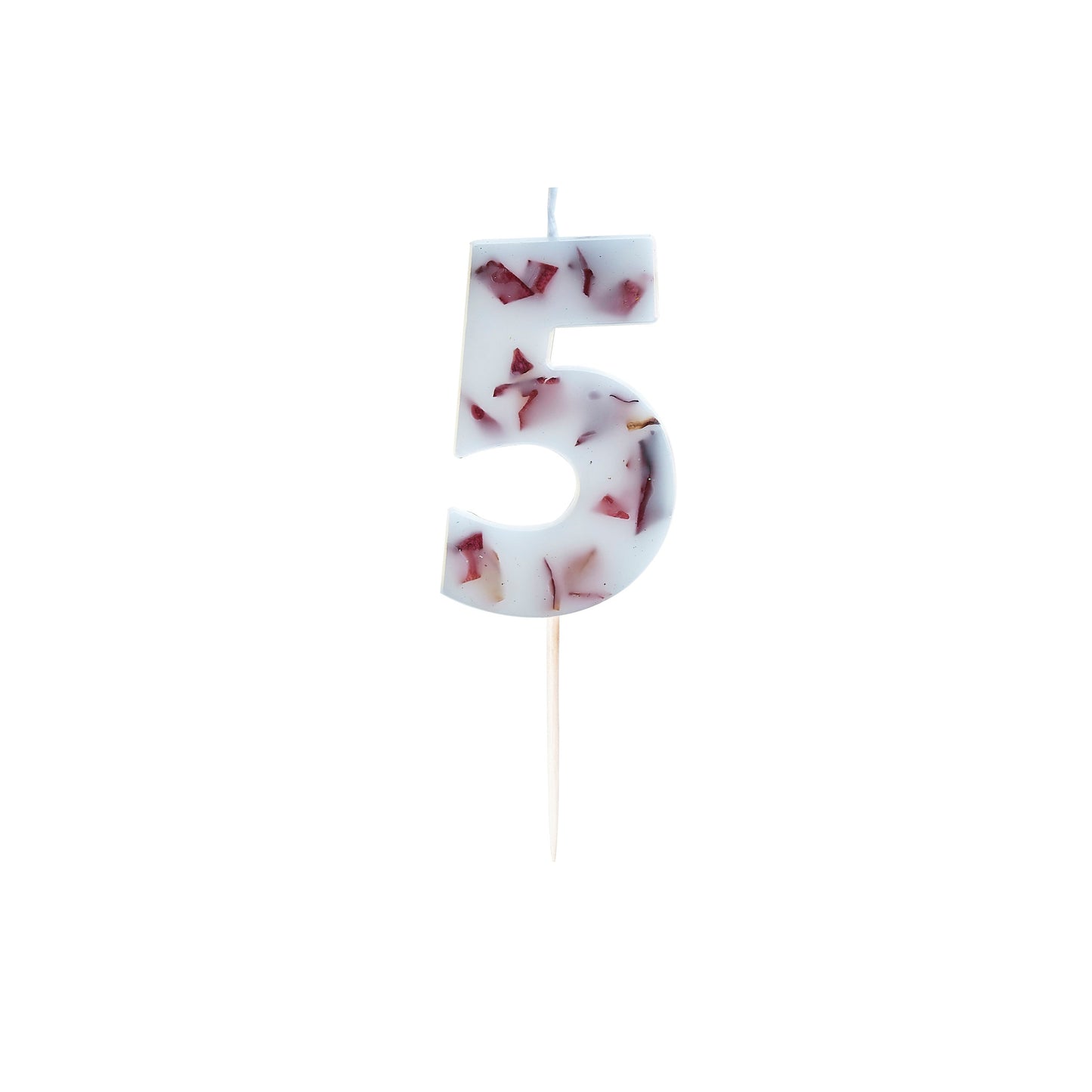 Pressed Petal Number 5 Birthday Cake Candle- 5 Inner Pack
