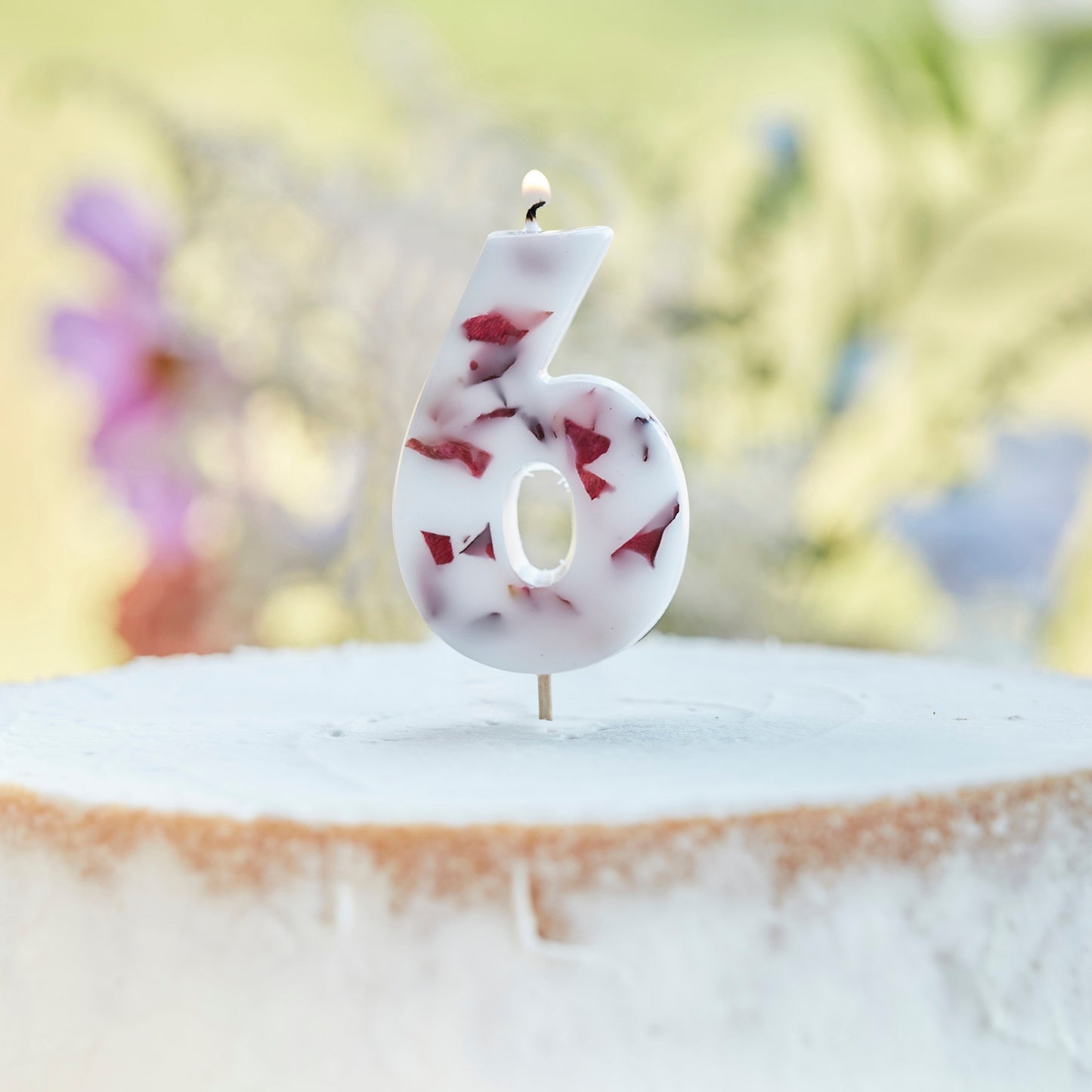 Pressed Petal Number 6 Birthday Cake Candle- 5 Inner Pack