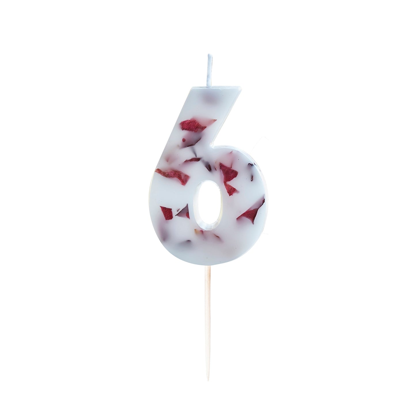 Pressed Petal Number 6 Birthday Cake Candle- 5 Inner Pack