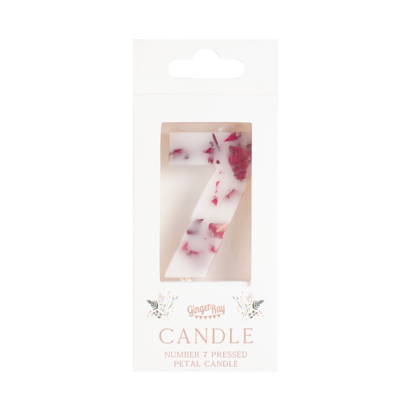 Pressed Petal Number 7 Birthday Cake Candle- 5 Inner Pack