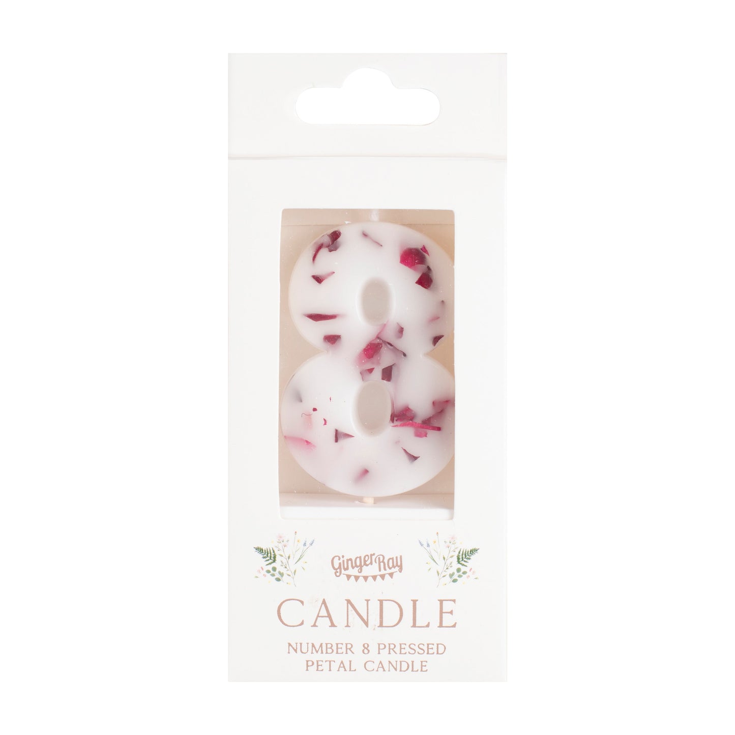 Pressed Petal Number 8 Birthday Cake Candle- 5 Inner Pack