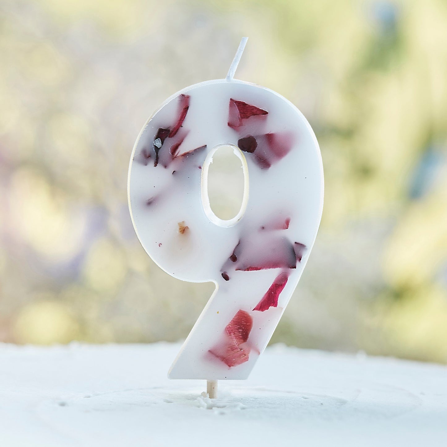 Pressed Petal Number 9 Birthday Cake Candle- 5 Inner Pack