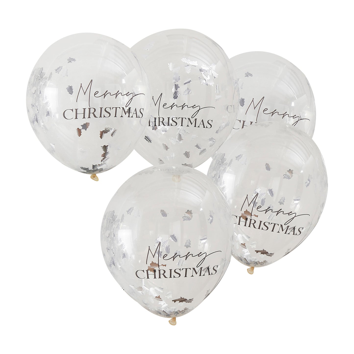 Silver Merry Christmas Confetti Balloons- 5 Inner Pack