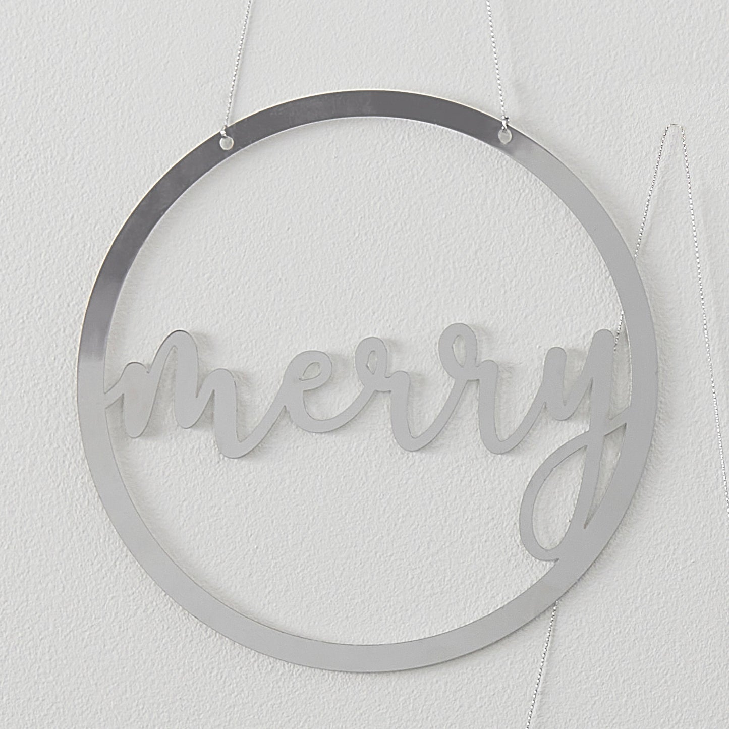 Silver Acrylic Merry and Bright Hanging Christmas Decorations- 5 Inner Pack