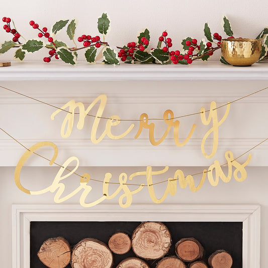 Merry Christmas Gold Acrylic Bunting- 5 Inner Pack