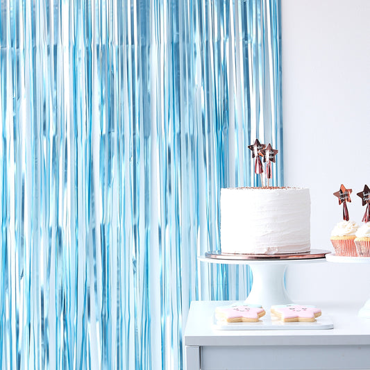 Matte Blue Fringe Curtain Backdrop- 5 Inner Pack