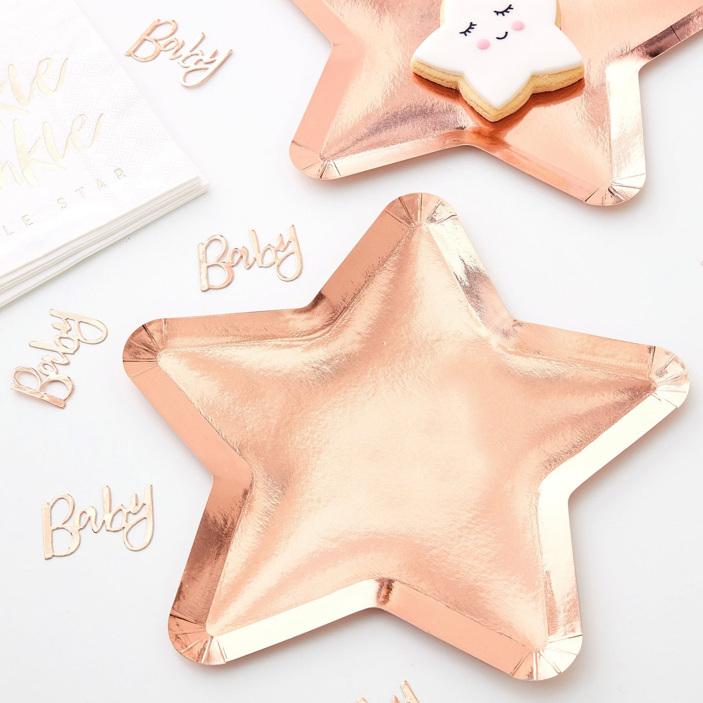 Rose Gold Star Shaped Paper Plates -  Twinkle Twinkle- 5 Inner Pack