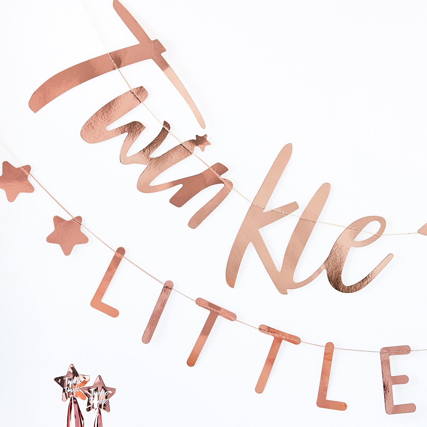 Twinkle Twinkle Rose Gold Baby Shower Bunting- 5 Inner Pack