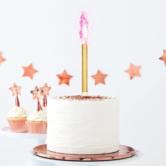 Pink Birthday or Gender Reveal Cake Fountain Candles- 10 Inner Pack