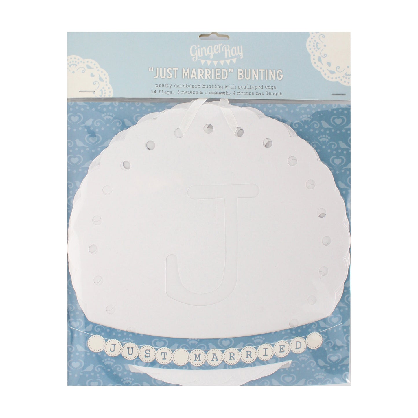 Just Married Bunting - White - Vintage Lace- 5 Inner Pack