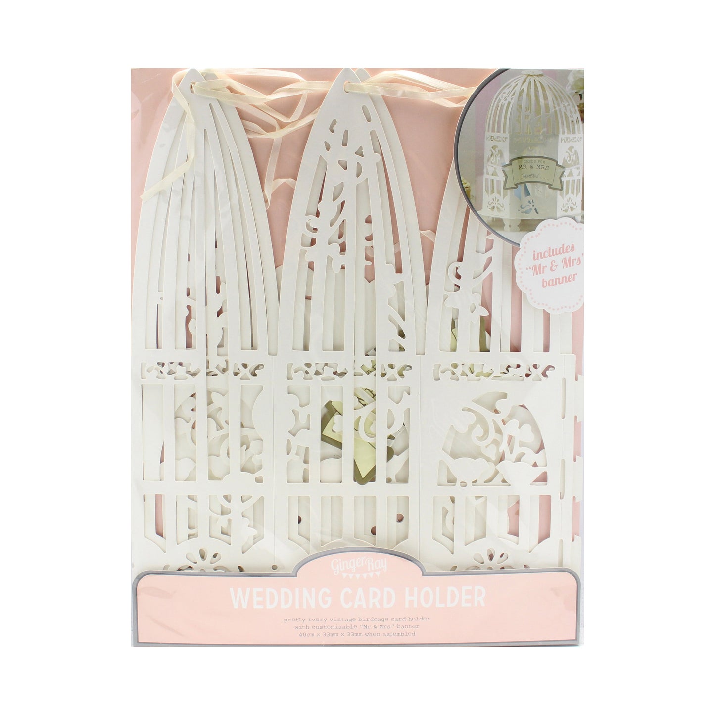 Wedding Post Box Birdcage in Ivory - Vintage Lace- 5 Inner Pack