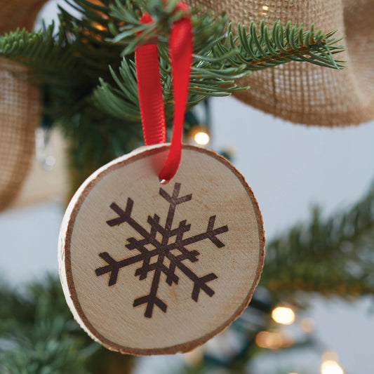 Wooden Round Snowflake Hanging Decorations - Vintage Noel- 10 Inner Pack
