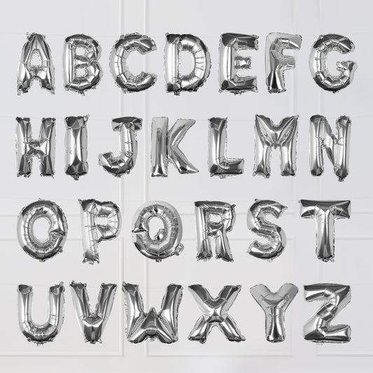 Silver Foil Letter Balloons- 5 Inner Pack