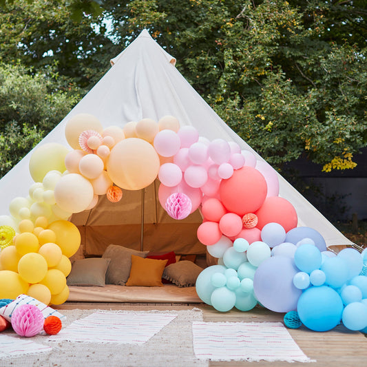 Luxe Bright Balloon Arch with Paper Honeycombs- 3 Inner Pack
