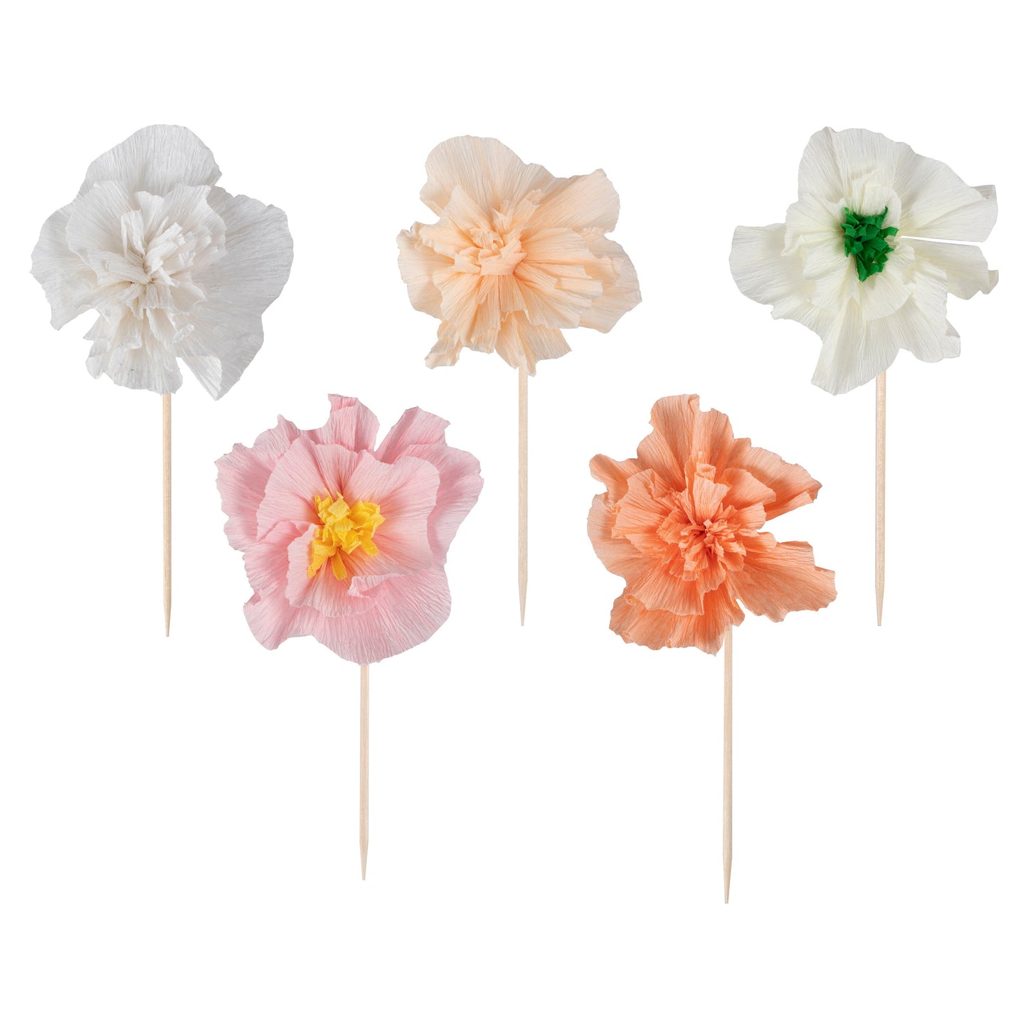 Tissue Paper Flower Cake Toppers- 5 Inner Pack