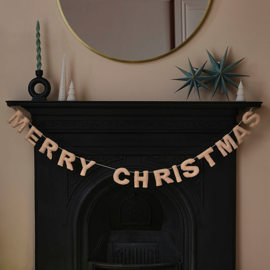 Blush Pink Felt Merry Christmas Bunting- 5 Inner Pack