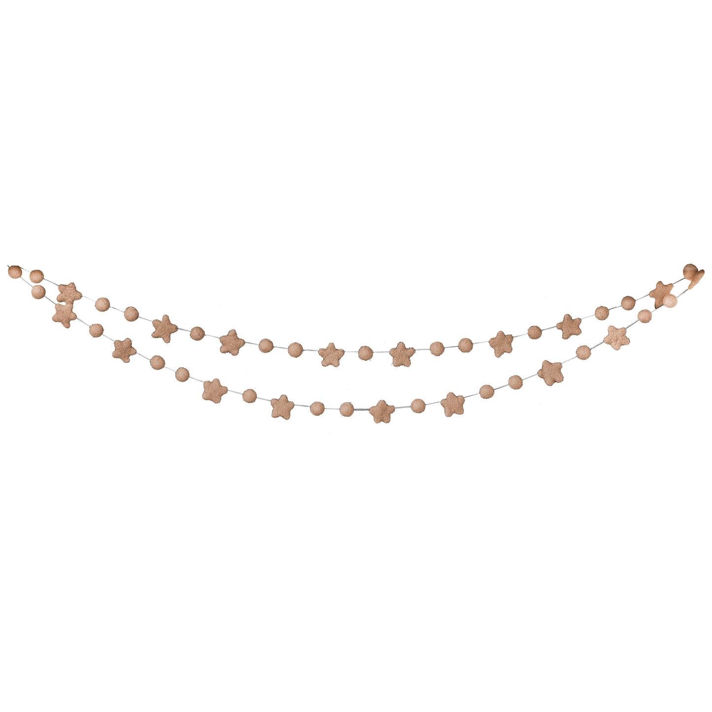 Blush Pink Felt Star and Bead Christmas Garland- 5 Inner Pack