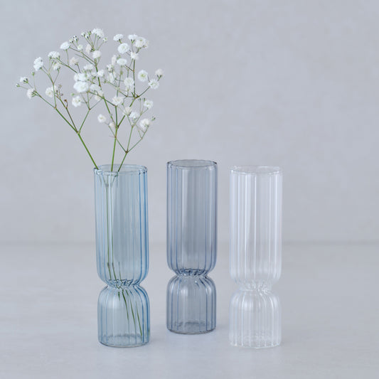 Blue and Clear Glass Bud Vases- 1 Inner Pack