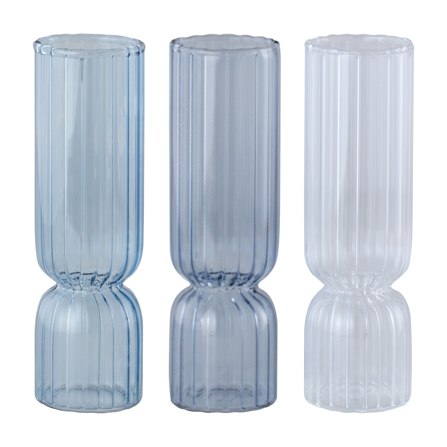 Blue and Clear Glass Bud Vases- 1 Inner Pack