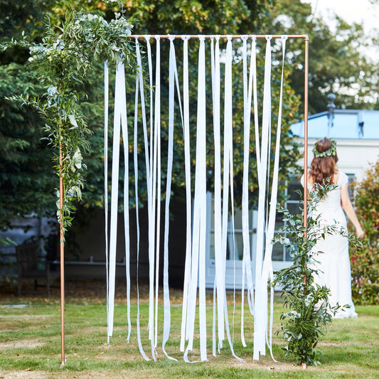 White Ribbon Hanging Wedding Backdrop- 5 Inner Pack