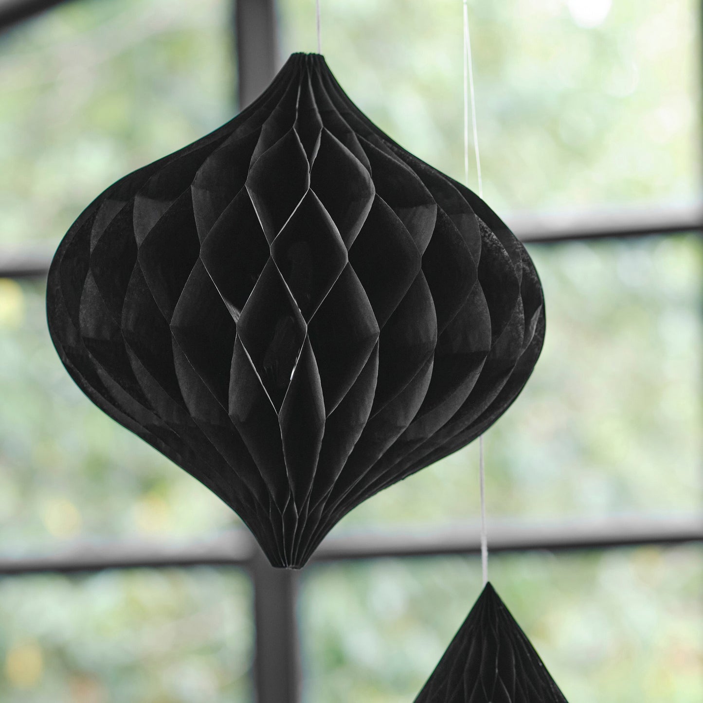 Black Honeycomb Paper Hanging Decorations- 5 Inner Pack