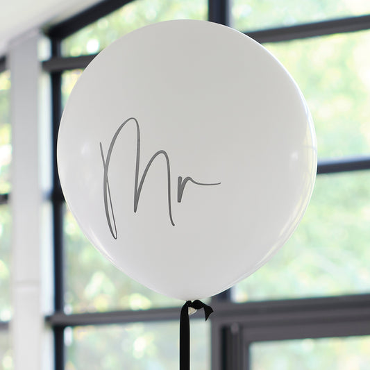 Black & White Mr Balloon with Black Balloon Tail- 5 Inner Pack