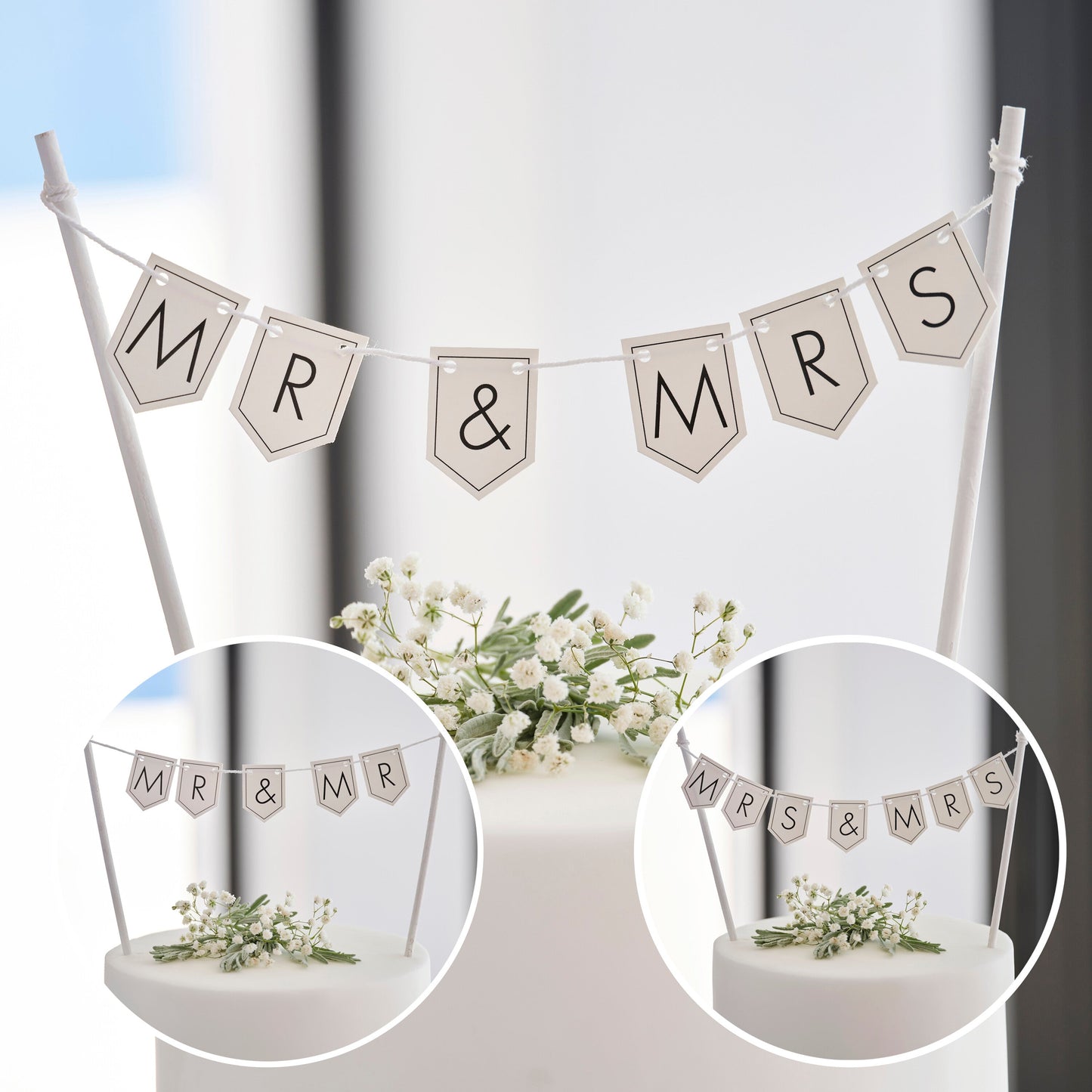 Customisable Wedding Cake Topper Bunting- 5 Inner Pack