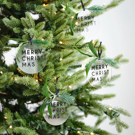 Merry Christmas Tree Decoration with Foliage- 5 Inner Pack