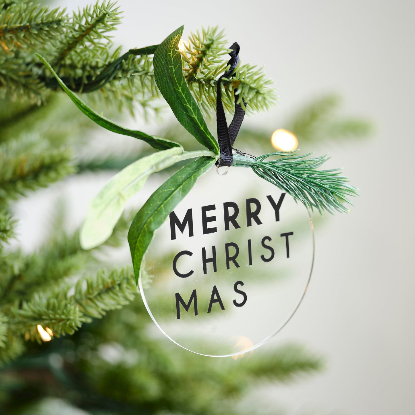Merry Christmas Tree Decoration with Foliage- 5 Inner Pack