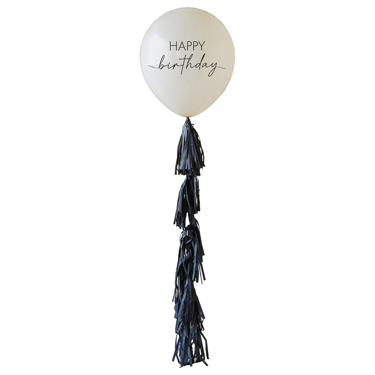 Happy Birthday Balloon with Black Tassel Tail- 5 Inner Pack