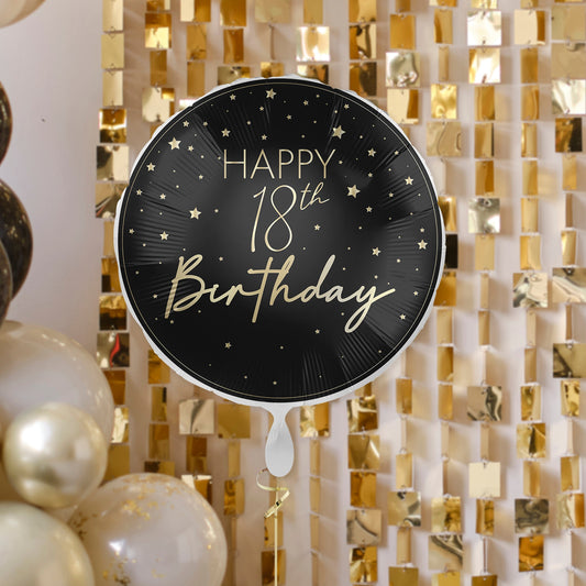 Black & Gold 18th Birthday Balloon- 5 Inner Pack