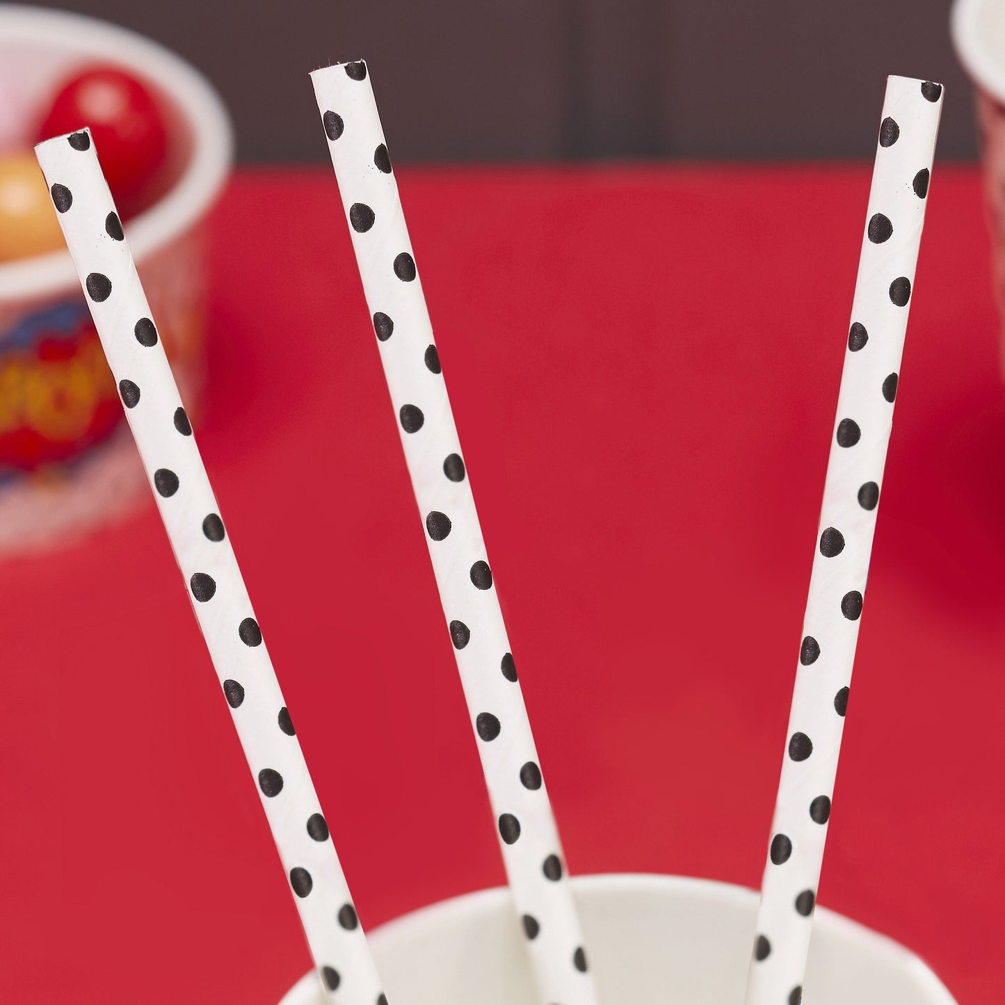 White and Black Polka Dot Comic Superhero Paper Straws- 10 Inner Pack