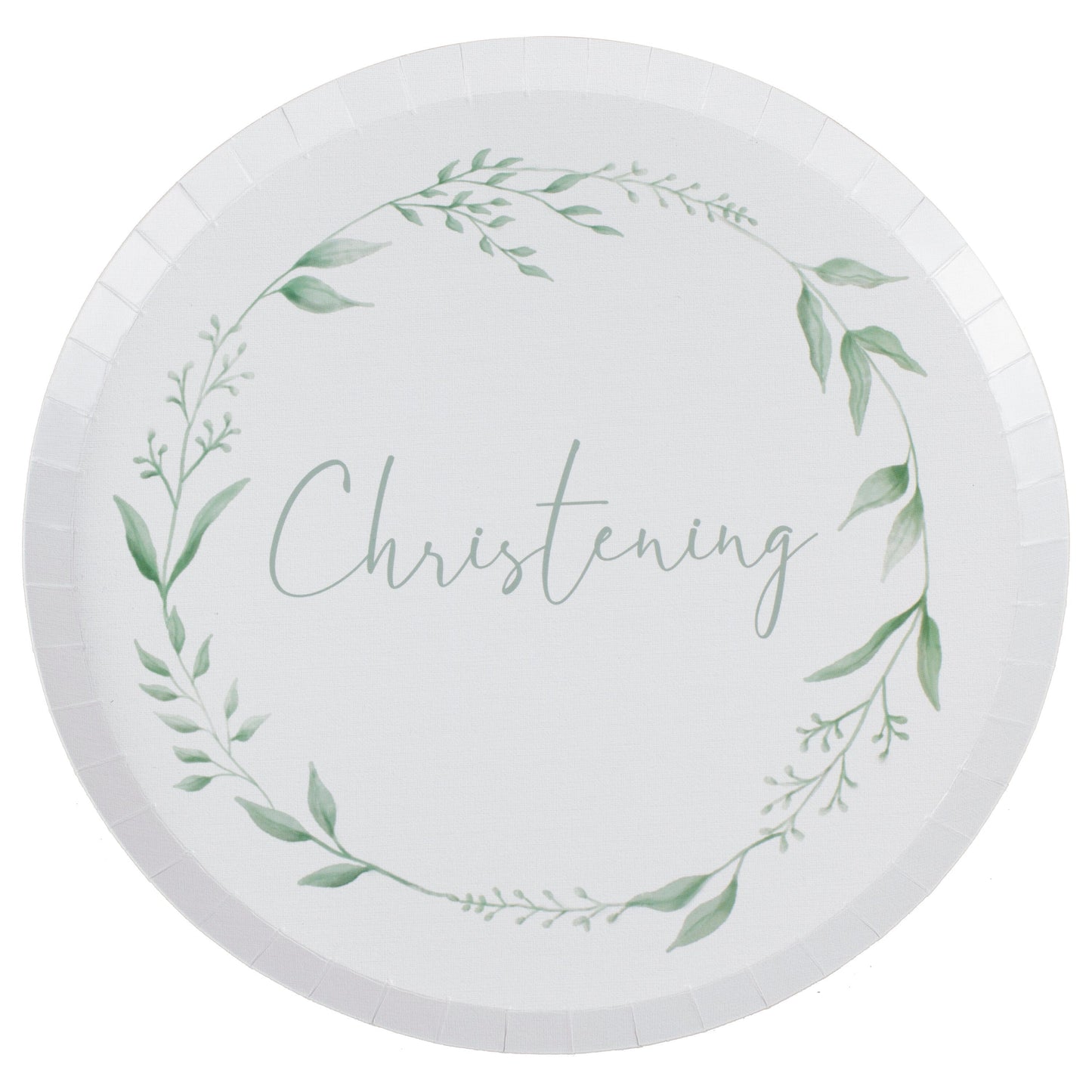 White and Green Christening Paper Plates- 5 Inner Pack
