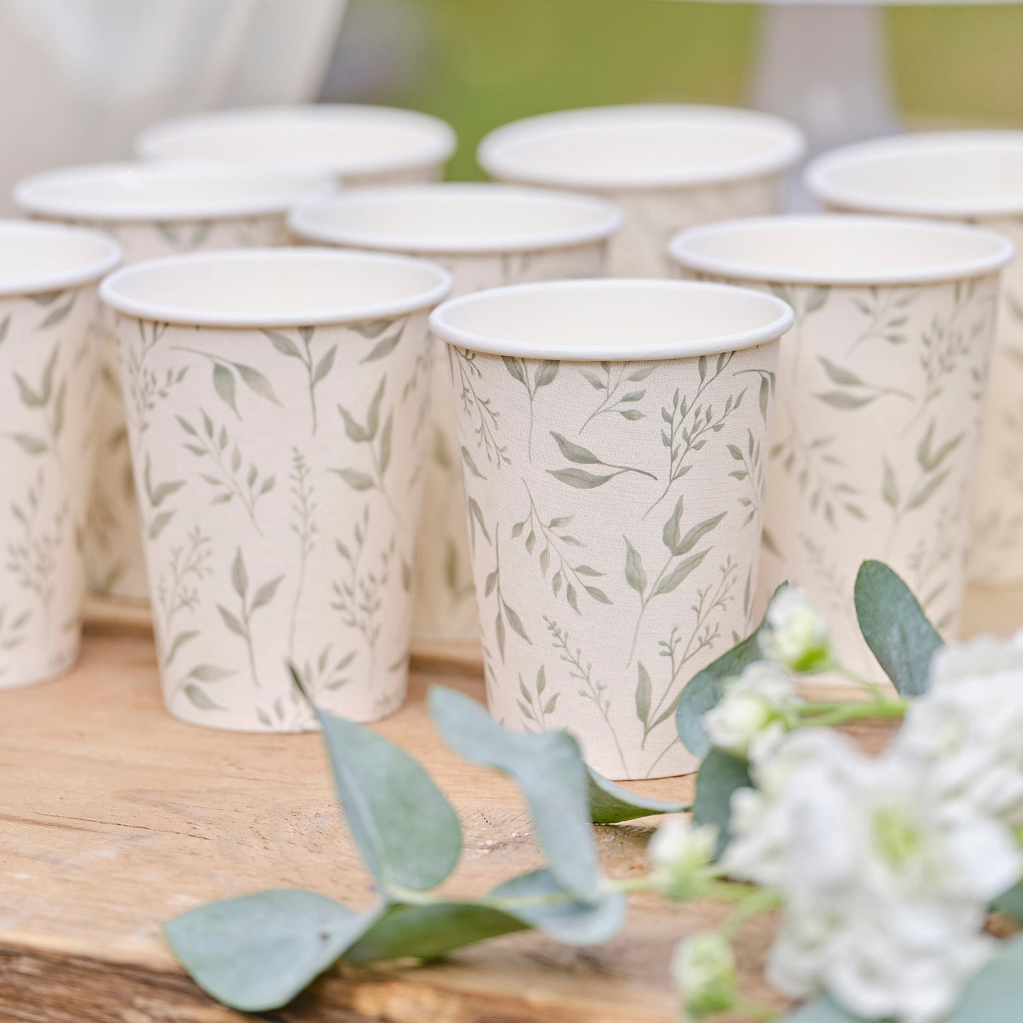 White and Green Christening Paper Cups- 5 Inner Pack