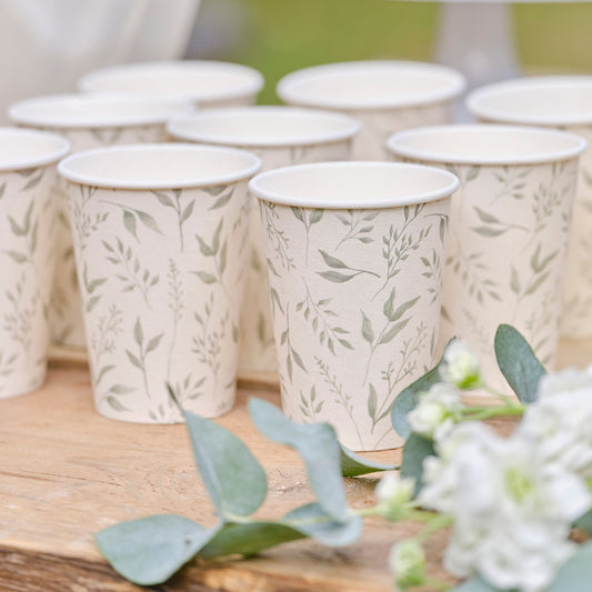White and Green Christening Paper Cups- 5 Inner Pack